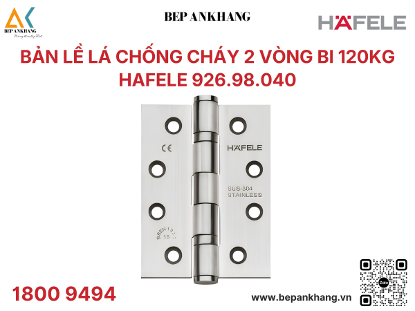 Bản lề lá Hafele Cho cửa trong nhà phẳng lên tới 120 kg Startec 926.98.040